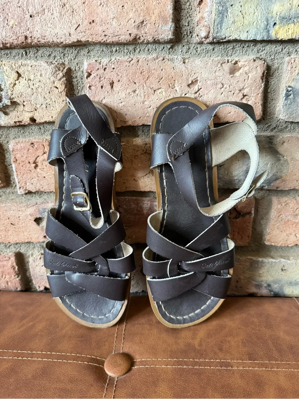 The SALT WATER Sandal Original Youth Ankle Strap Sandal Leather Sz 5